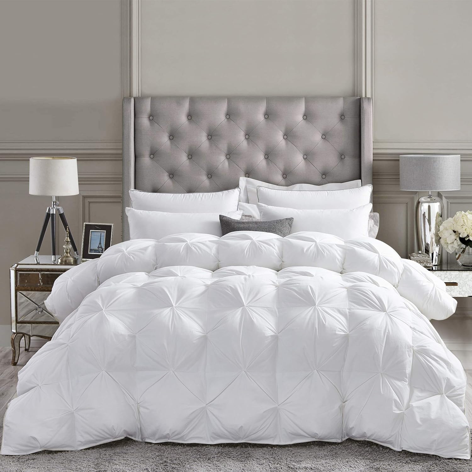 All-season luxury down comforter in white with a plush, warm feel, perfect for year-round comfort