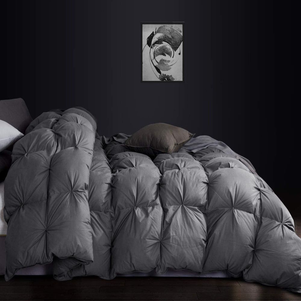 Luxurious All-Season Pinch Grey Luxury Down Comforter providing extra softness and durability